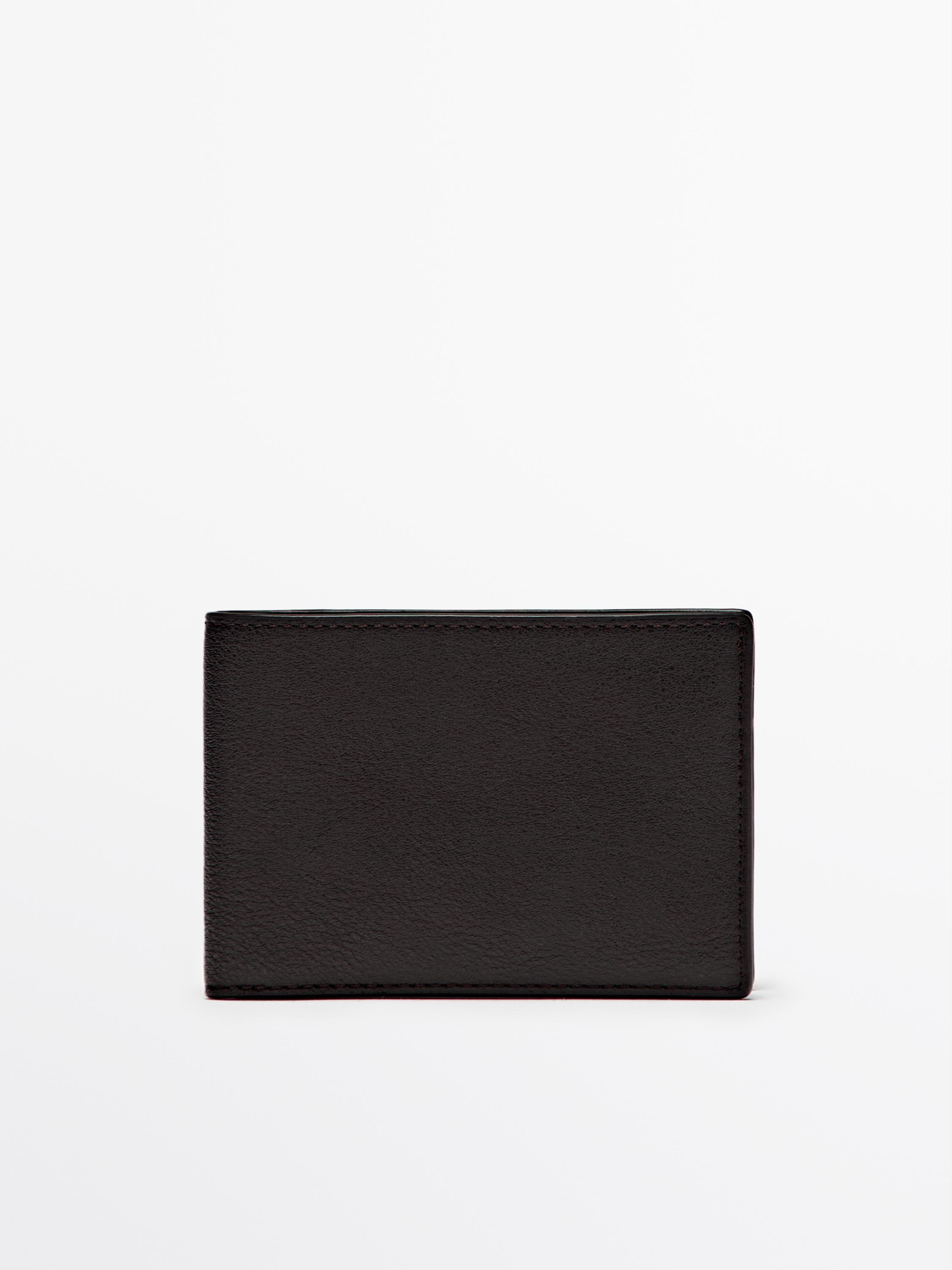 Portefeuille format paysage en cuir nappa